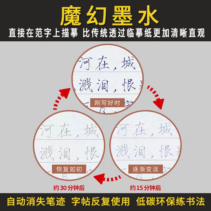 瘦金体凹槽硬笔字帖男生女生小清新行楷书高中生练字帖成人练字本 凹槽阶段字卡套装