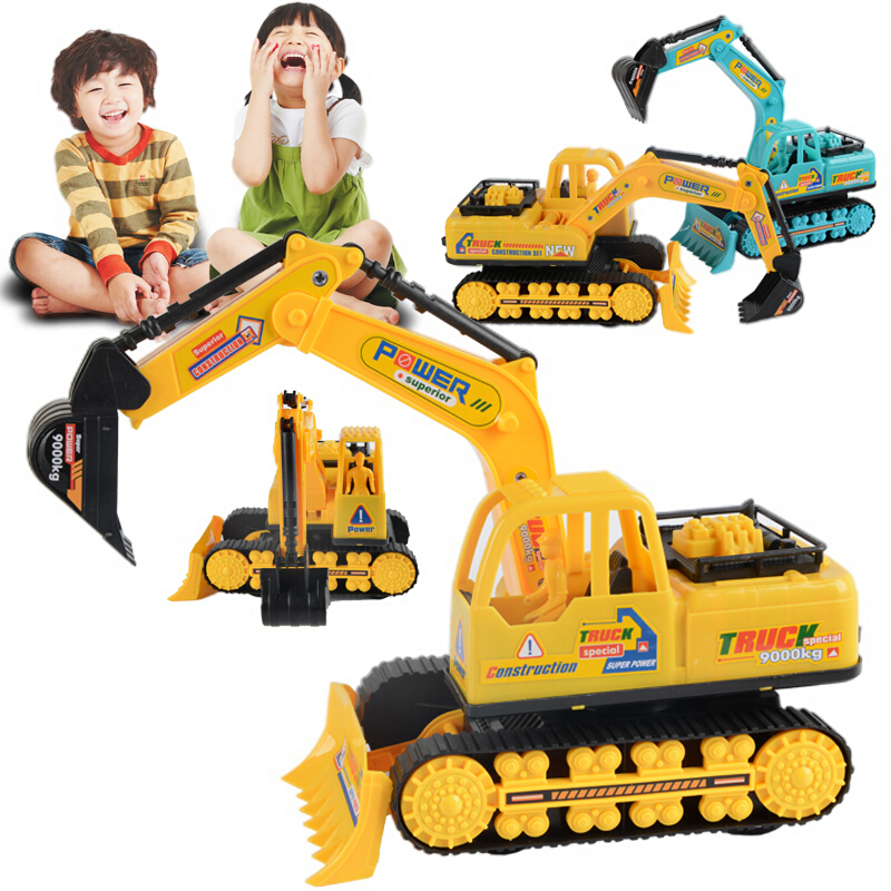 儿童玩具车惯性工程车宝宝大号挖掘机男孩钩机滑行挖土机模型蓝大号