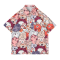 Claw money猫咪涂鸦花衬衫男短袖夏季潮牌冰丝宽松大码沙滩衬衣