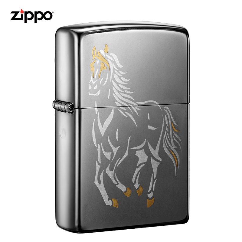 zippo芝宝打火机美国原装ZIPPO之宝防风煤油打火机黑冰马28645-043373