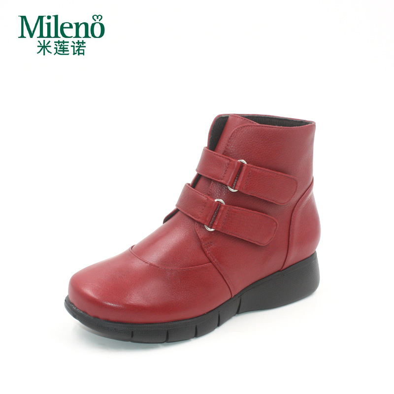 Mileno/米莲诺冬季牛皮厚底女短靴健康舒适妈妈鞋休闲鞋M164582