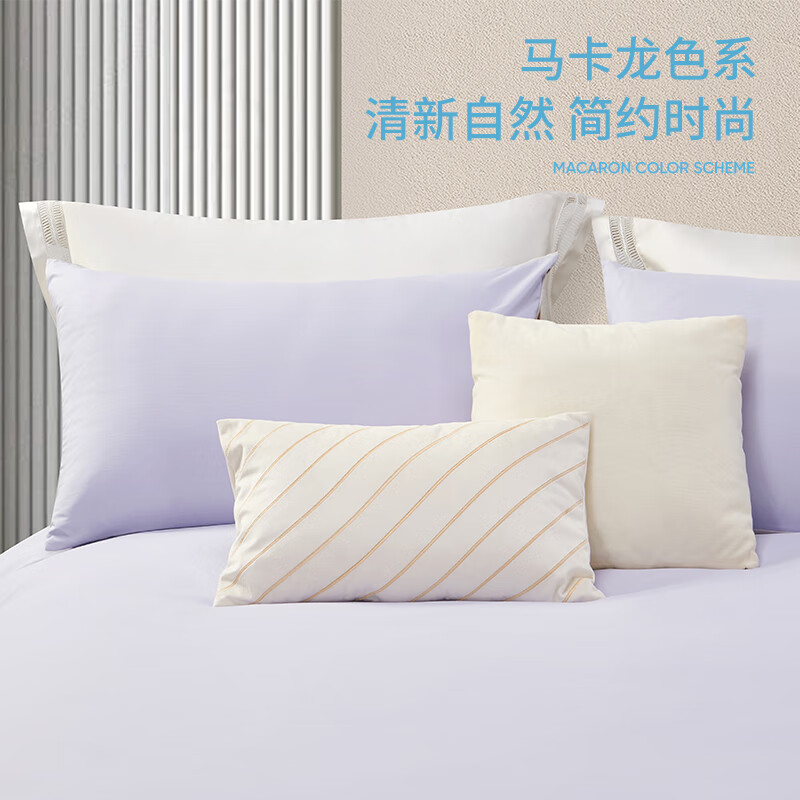 洁玉都市漫想柔软亲肤四件套S 紫色 床单款 (被套200*230cm)J4722高清大图