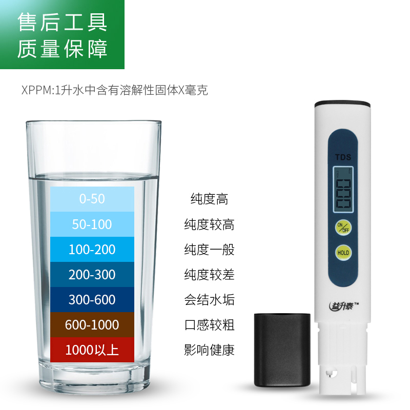 帮客材配 TDS测试笔 净水器水质检测笔 高精度水质仪 家用自来水测试仪器 饮用水监测器高清大图