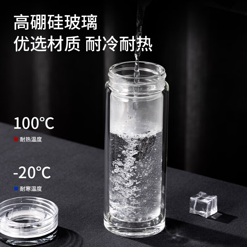 得力(deli) LL504双层玻璃杯(300mL)(商务礼盒)(透明)(个)高清大图