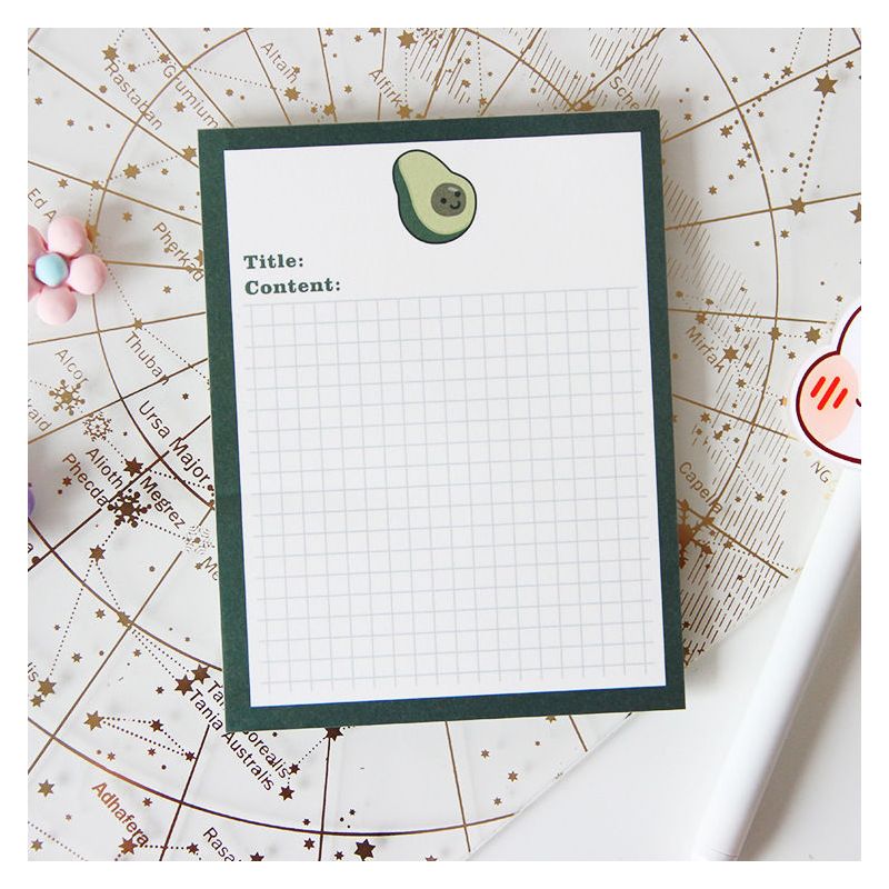 小红书同款牛油果便签本ins便签本小熊网格可撕便签纸英文单词本大号