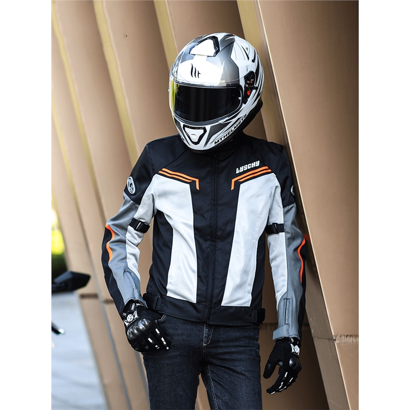 春夏季摩托车骑行服男款网眼通风透气防摔夹克赛车机车服套装