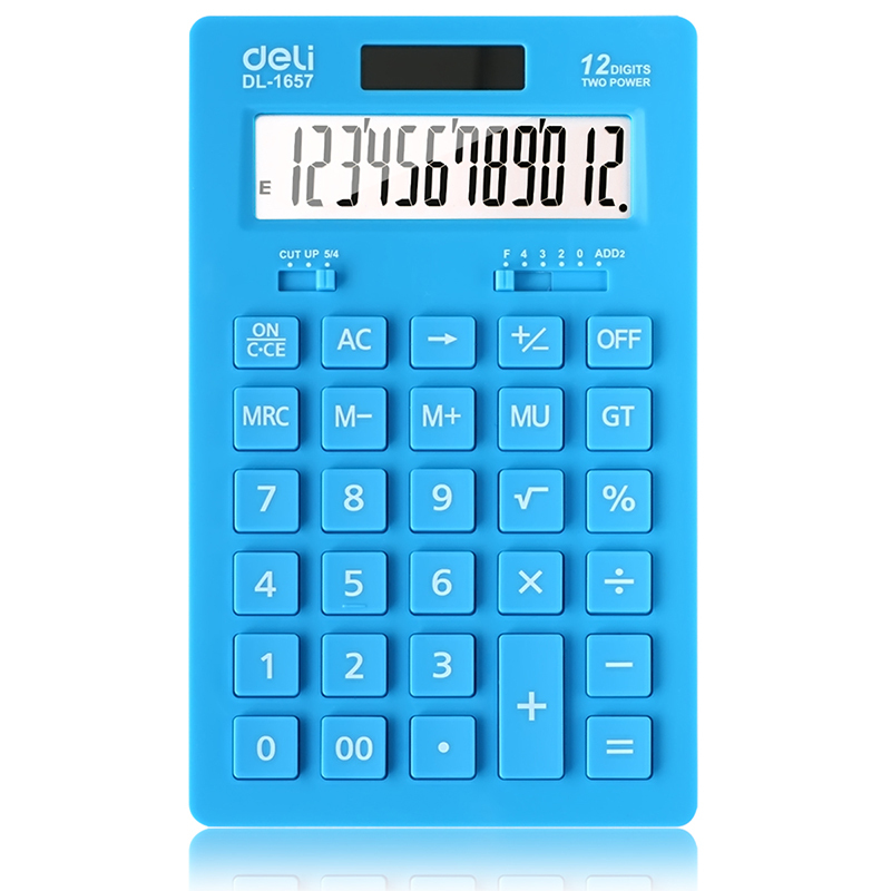 得力(deli)1657A计算器 12位数大屏幕太阳能亮彩计算器颜色随机
