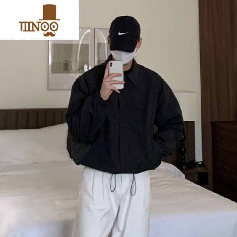 YANXU韩版短款风衣ins小众设计潮流夹克男士新款洋气简约外套春季高清大图