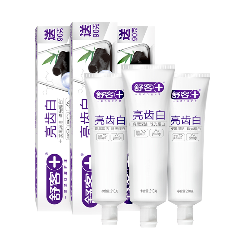 舒客+ 亮齿白牙膏(竹炭+天然珍珠)210克x3