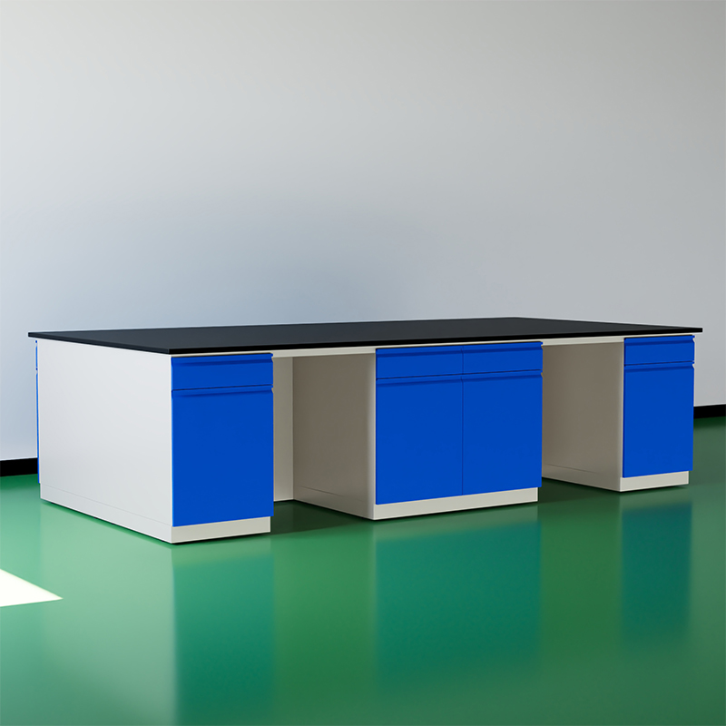 臻远 ZY5052714 实验台实验室 工作台实验桌操作台 全钢深蓝3米中央台高清大图