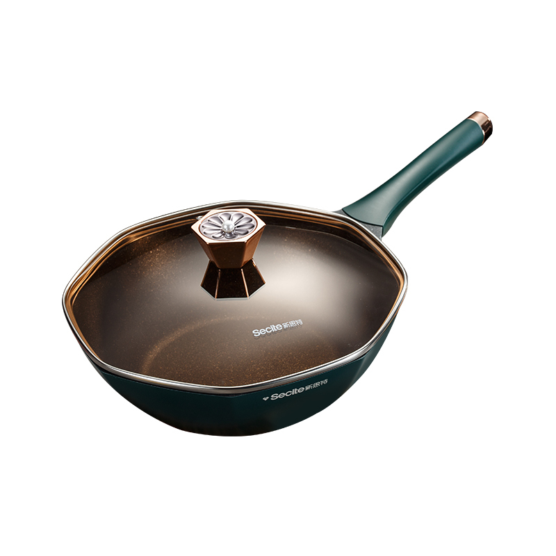 secite新思特珍爱八角锅家用炒锅不粘锅适用电磁炉燃气灶平底炒菜锅无