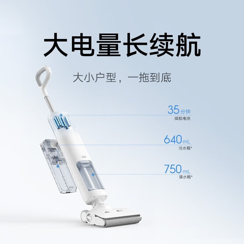 小米(MI)米家无线洗地机吸拖洗一体家用扫拖机擦地机智能吸尘器履带式滚刷三面清洁 米家无线洗地机高清大图