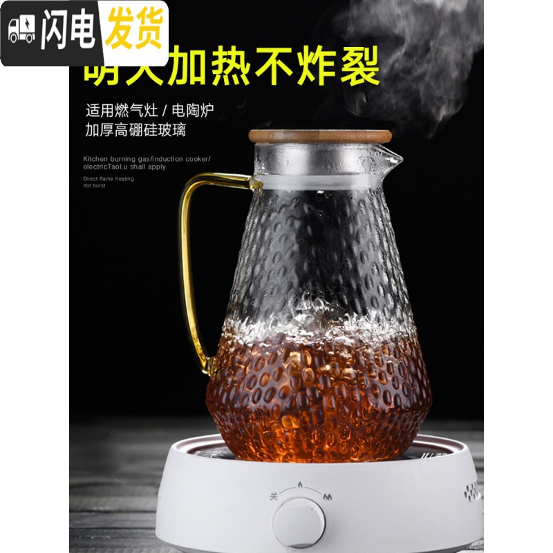 三维工匠冷水壶玻璃水壶家用可高温开水杯子耐热防爆扎壶套装凉水壶 直款乐享壶1000+蘑菇杯2只高清大图