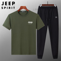 JEEP SPIRIT男士短袖T恤夏季运动休闲套装纯棉男装T90106117