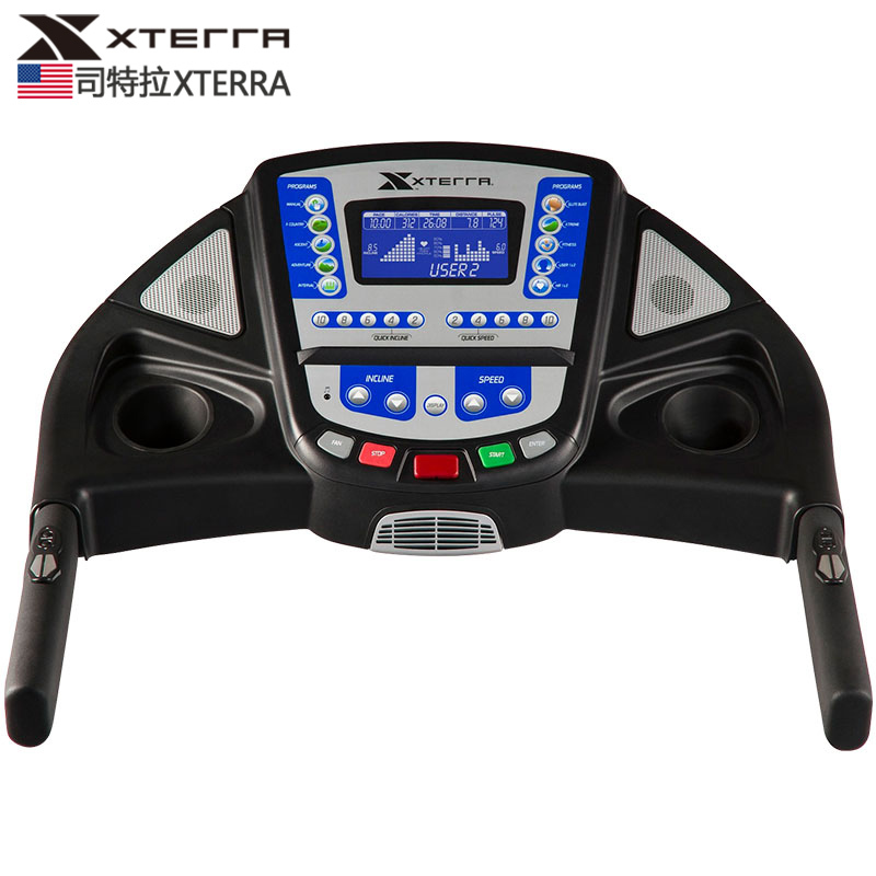 美国司特拉(XTERRA)家用跑步机 TR6.65 静音可折叠铝合金边条4轮推动跑步机 黑色