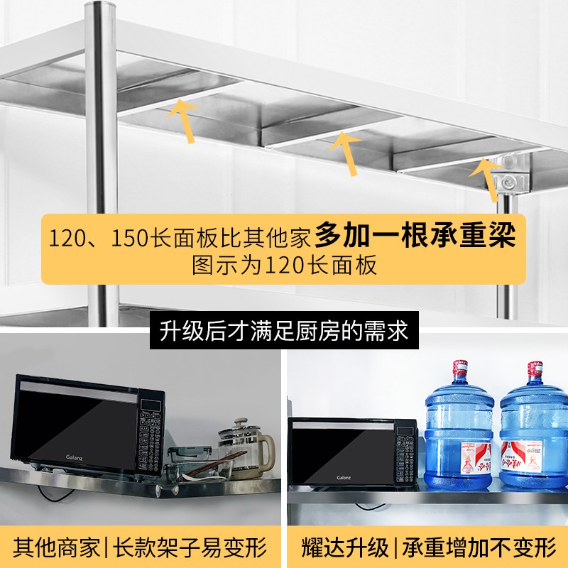 厨房置物架阳台不锈钢微波炉架子不绣钢蔬菜落地多层收纳架货架锅收纳层架 三维工匠高清大图