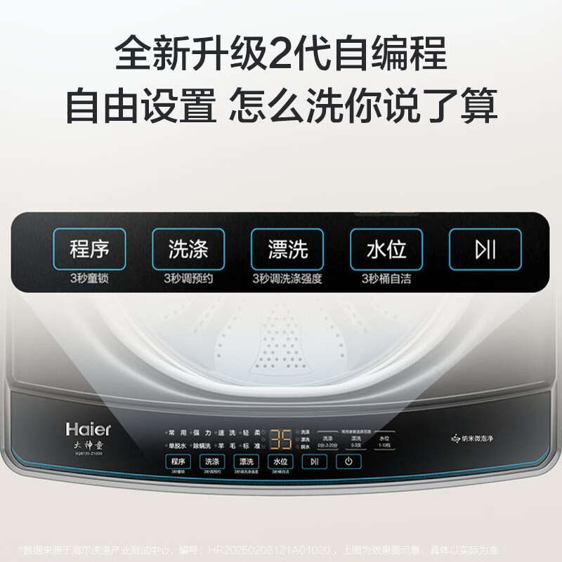 海尔(Haier)全自动波轮洗衣机 12KG家用大容量 除菌螨 纳米微泡净 筒自洁一级能效 XQB120-Z10D0高清大图