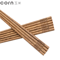 玉米(corn) 鸡翅木筷 圆头圆嘴10双 无漆无蜡成人筷 实木家用筷子 10双套装餐具红木筷子 实木筷