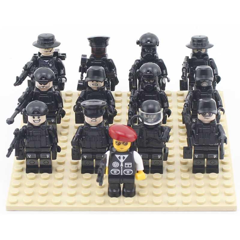 拼装积木人仔新年军事警察部队小兵人仔10岁小男孩的玩具 警察混款小队高清大图
