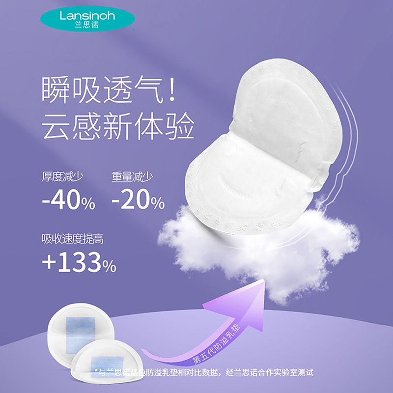 兰思诺(LANSINOH)纤薄柔感防溢乳垫88片一次性防溢乳贴轻薄升级防漏隔奶垫 隔乳垫 蓝芯乳垫(88片)