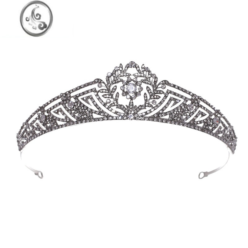 jimi新款欧美巴洛克皇冠新娘头饰简约合金水钻高级结婚婚纱公主王冠