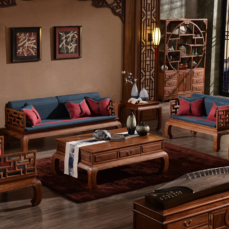 周家庄 周家庄红木家具非洲花梨(学名:刺猬紫檀)沙发实木沙发客厅组合