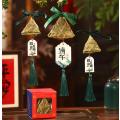 端午节手工编织灯心草粽子挂件艾草粉绿粽挂饰挂件材料包礼盒-熊猫绿色-风车款--