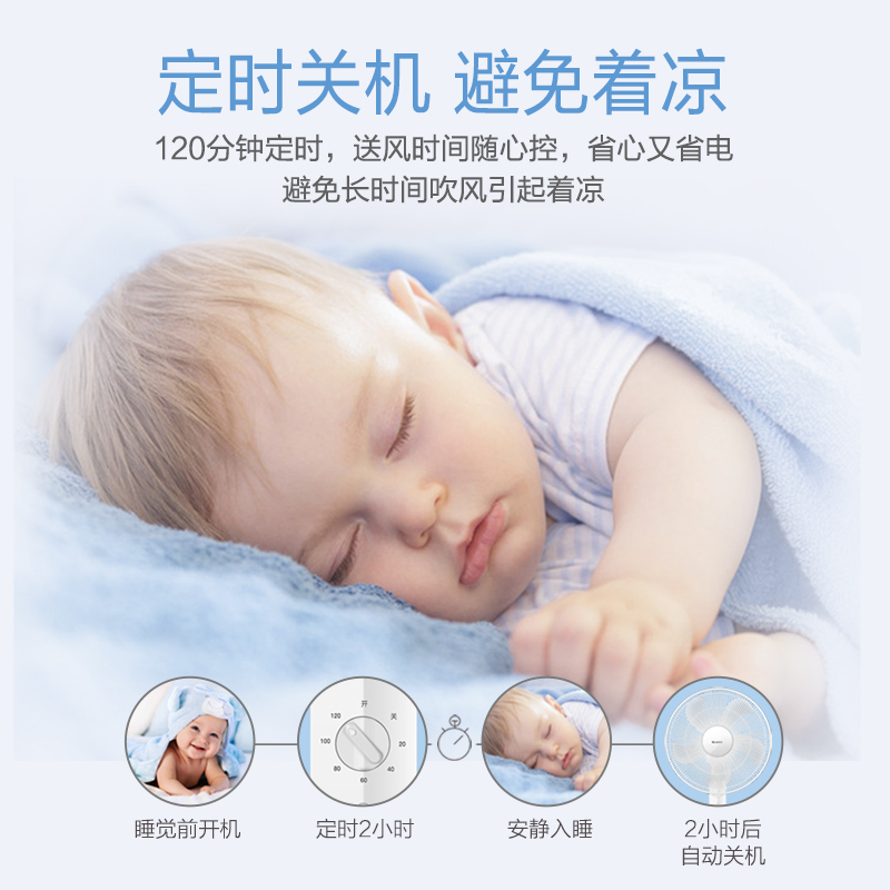格力(GREE)落地扇 FD-40X52 家用风扇 轻音低噪 落地扇立式宿舍摇头电风扇120分钟定时 时尚白色电风扇