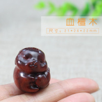 各种檀木雕刻茶宠摆件绿檀黑檀木兔子十二生肖吊坠DIY挂件小饰品 爱心兔血檀木