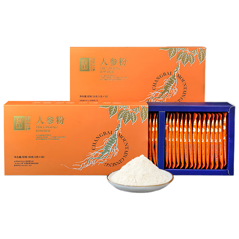 长白山人参人参粉汤色透亮参味浓郁入口回甘粉质细腻盒装90g