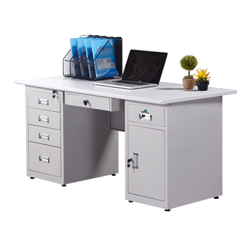 瑞丰杰金属电脑桌铁皮办公桌带锁带抽屉1.