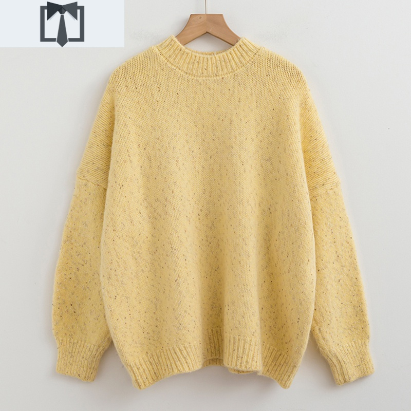 suntek芝麻糖早安日记加厚半高领长袖毛衣女秋冬宽松外穿慵懒风针织衫