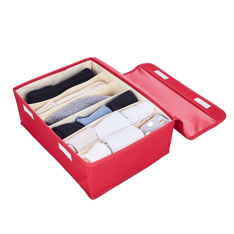 安巢家居(ANCHOW) AJ288内衣收纳盒内裤袜子收藏储物分层收纳盒 6格 红色高清大图