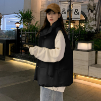 [8.5折价169.9元叠加优惠券]唐狮黑色棉衣马甲女外穿冬季新款宽松百搭秋冬夹棉坎肩背心