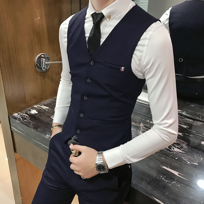 美师理店型师酒吧KTV服务员工作服男士修身时尚马甲坎肩