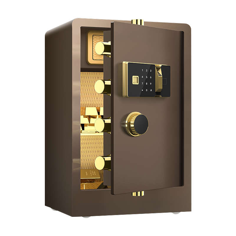 臻远ZY-NW-BXGS-44全钢实心保险柜办公防盗保险箱 高70cm咖色指纹款高清大图