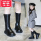 可莉允儿童靴子2022年秋冬季新款女童黑色加棉保暖长筒靴小女孩软底童鞋