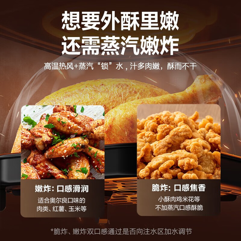 苏泊尔(SUPOR)可视免翻面空气炸锅 家用多功能 6L大容量可定时可调温 金属内腔 蒸汽嫩炸电炸锅KJ60D808高清大图