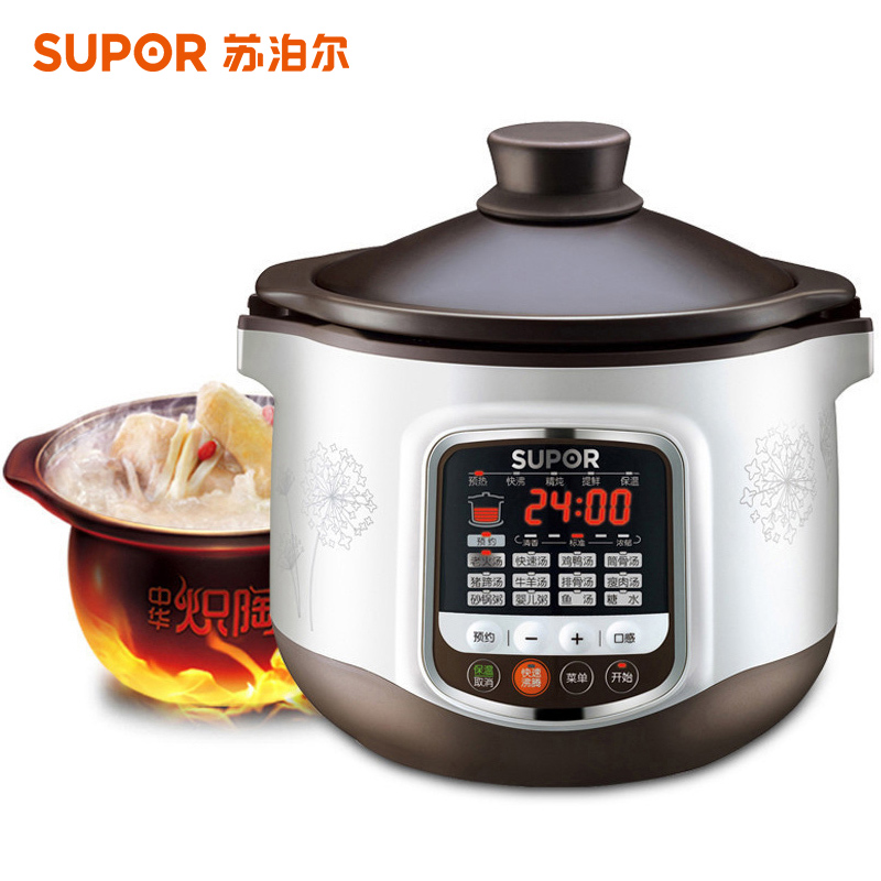 苏泊尔（SUPOR）电炖锅 家用多功能 电炖盅 煲汤锅 煮粥锅 4L大容量 耐高温中华炽陶内胆 DG40YC8-60