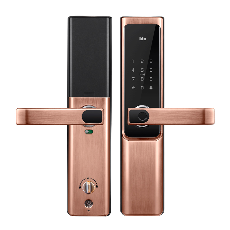 苏宁小Biu智能锁Pro家用密码防猫眼指纹锁密码锁家用电子防盗门手机APP远程智能管理电子门锁红古铜高清大图