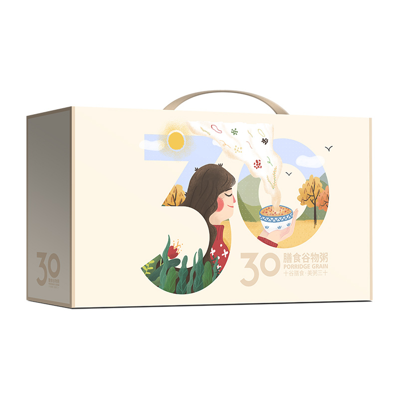 禾煜 30日膳食谷物粥3kg(糯米 大麦米 大黑米 黄小米 荞麦米 燕麦米 高粱米等粗粮粥料 送礼员工福利团购)