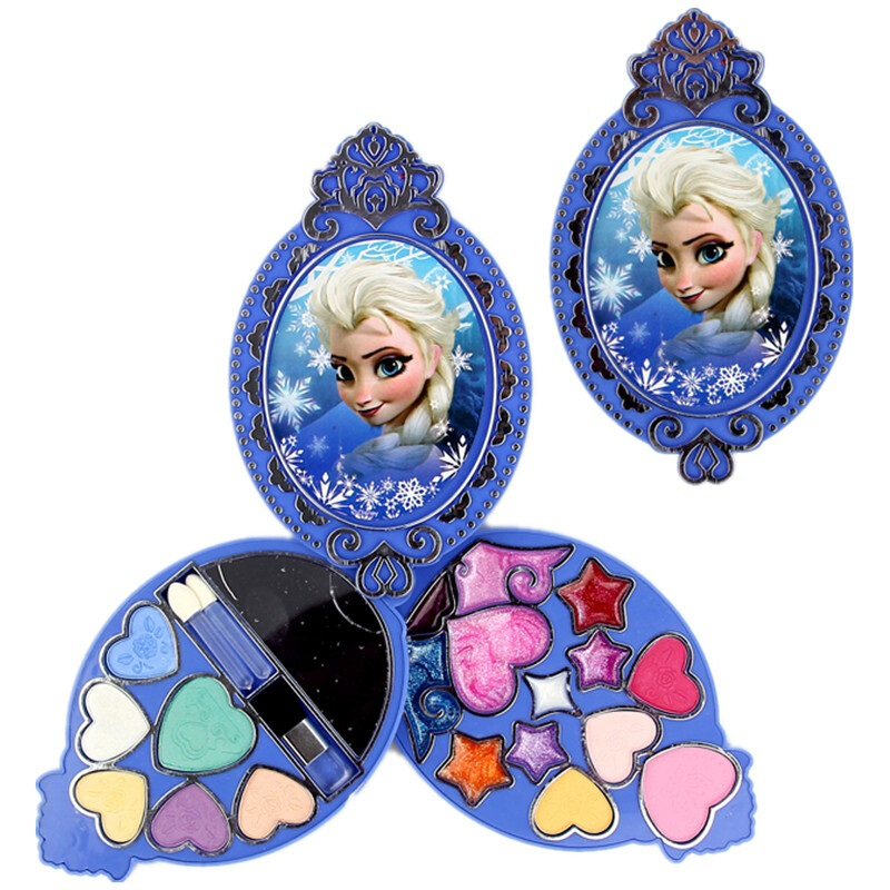 化妆盒儿童化妆品套装组合水溶水洗配方表演彩妆芭比娃娃化妆品粉妆盒过家家玩具 D22356冰雪奇缘梦幻古典粉盒