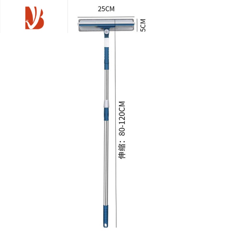 三维工匠擦玻璃神器家用伸缩杆双面擦窗刷刮洗刮水器一体高楼清洗窗 普通款二布白擦玻璃器