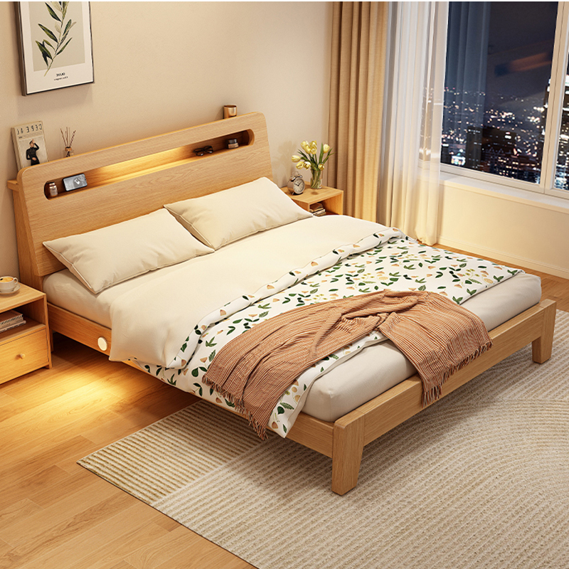 实木床简约现代双人床架1.5米经济型工厂直销1.2单人床出租房家用高清大图