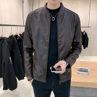 [专柜同款]春秋冬季外套男新款休闲加绒韩版立领夹克皮衣男装加大码机车服