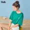 拉夏贝尔短袖女新款情侣装网红上衣韩版学生潮牌牛油果绿
