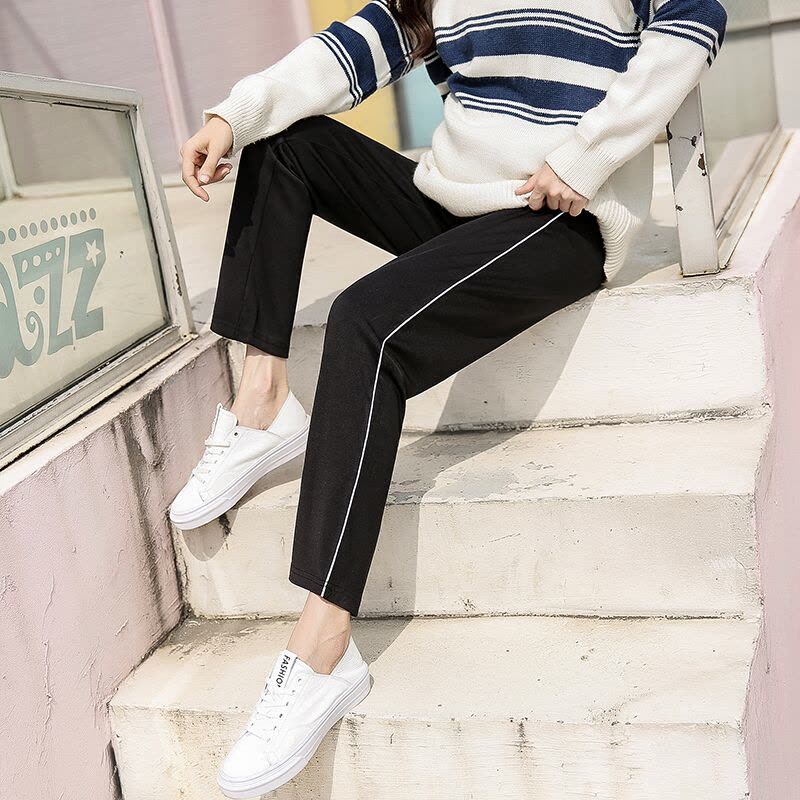 迪鲁奥（DILUAO)孕妇裤春秋时尚大码运动休闲裤怀孕期托腹哈伦束脚裤秋款孕妇裤子 黑色图片