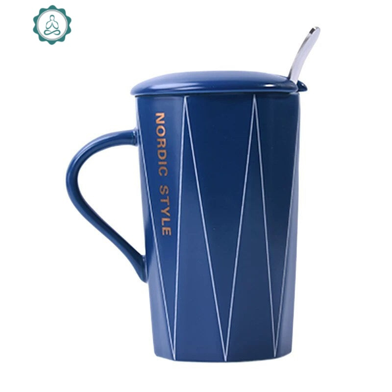 创意陶瓷杯带盖勺简约马克杯大容量家用喝水杯子马克杯