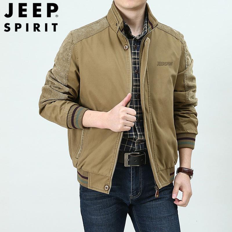 jeepspirit吉普纯棉夹克男水洗工装外套简约休闲立领上衣茄克衫