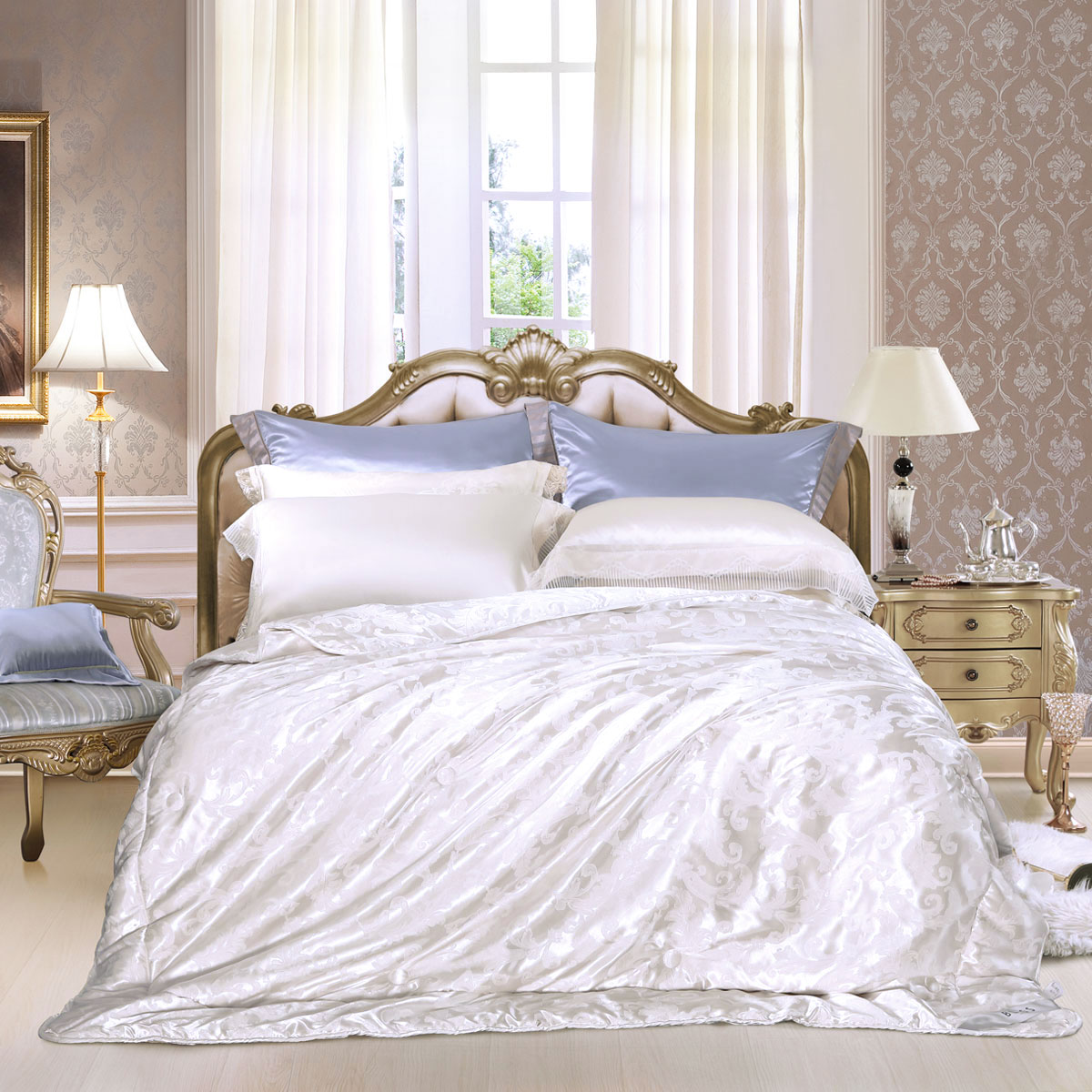 百丽丝家纺 水星出品 柔绒保暖双人二合一被 蕾欧娜桑蚕丝春秋/冬被 